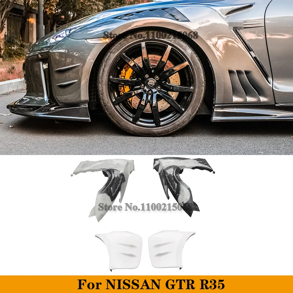 For Nissan R35 TOP SECRET Carbon Fiber+FRP Side Bumper Fender Air Intake Vent Spiltter Auto Tuning