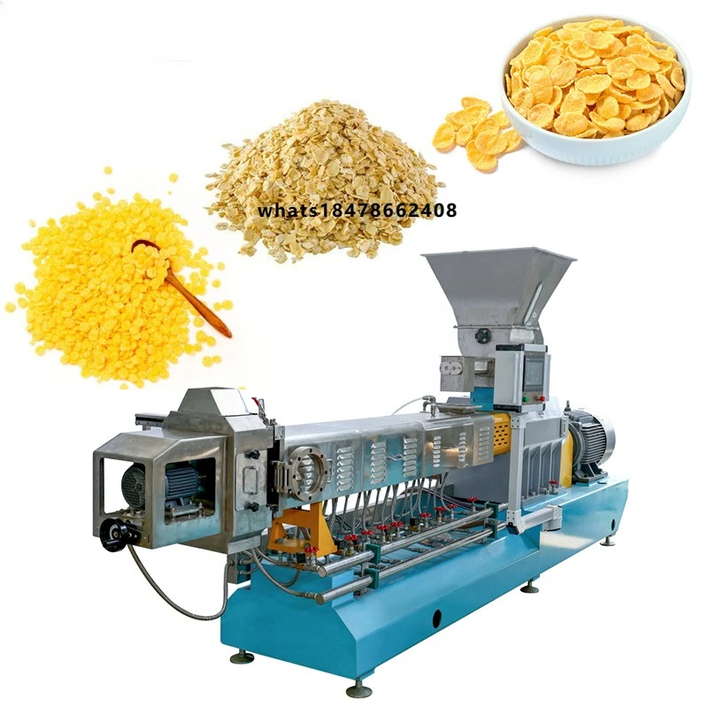 Máquina para Hacer Cereales de Desayuno, Corn Flakes, Cereales Instantáneos, Avena, Granola, Línea de Producción de Hojuelas de Maíz