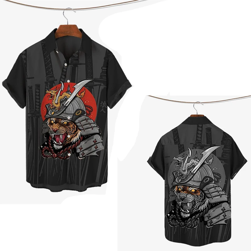 Samurai 3D Printed Shirt Men Women Fashion O-Neck Short Sleeve Shirt Harajuku Hip Hop Streetwear Ninja Shirt Men Leisure Tops