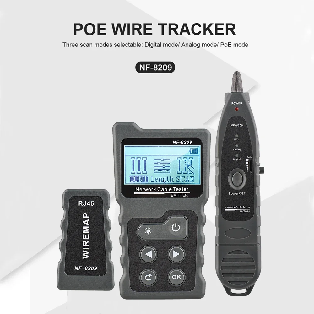 NF-8209 Network Cable Tester Wire Tracker PoE Checker  PoE Voltage Current Tester with Cable Tester with Illuminate Function