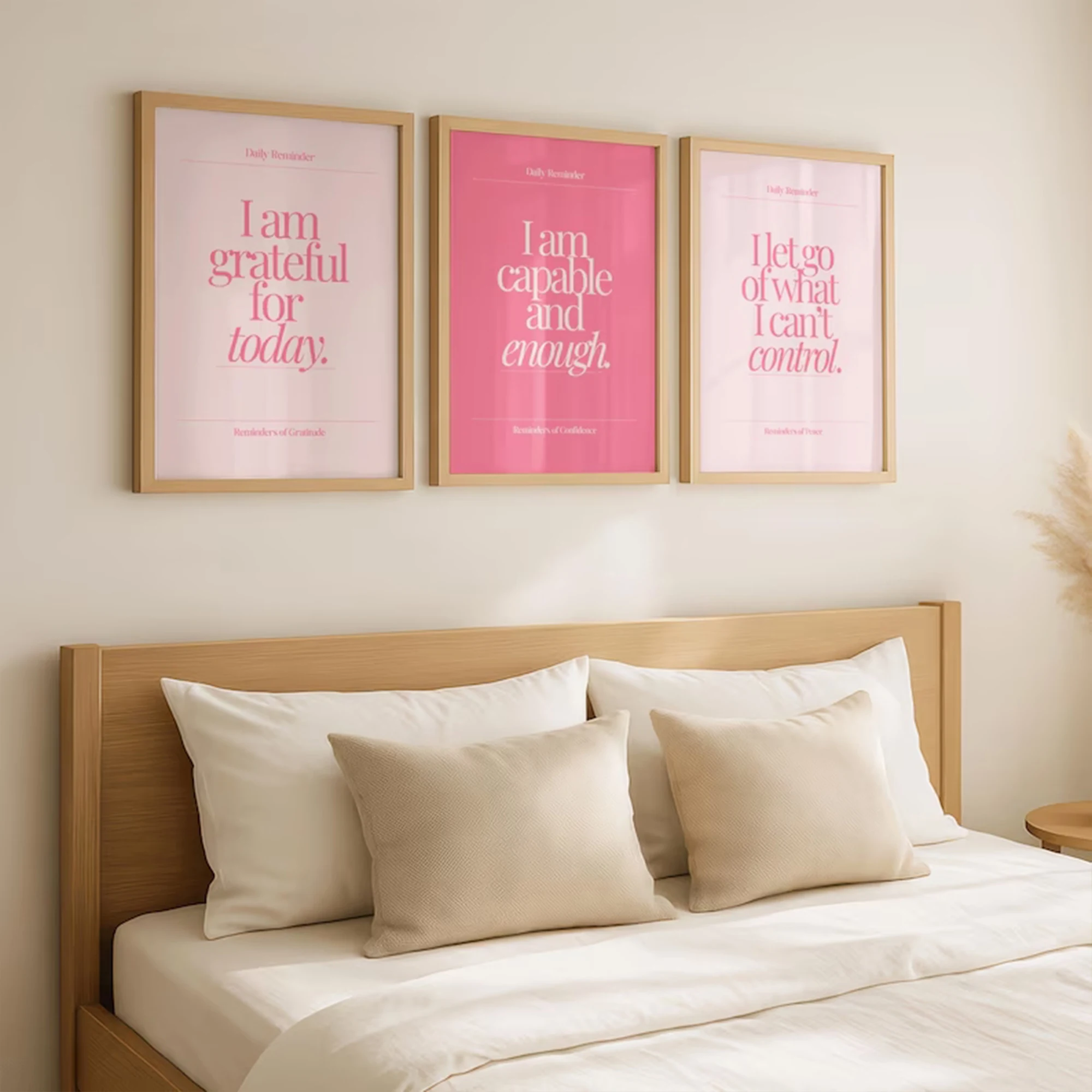 3pcs Modern Pink Religious Positive Psychology Wall Art Print Canvas Painting Poster Picture For Living Room,Bedroom Home Decor