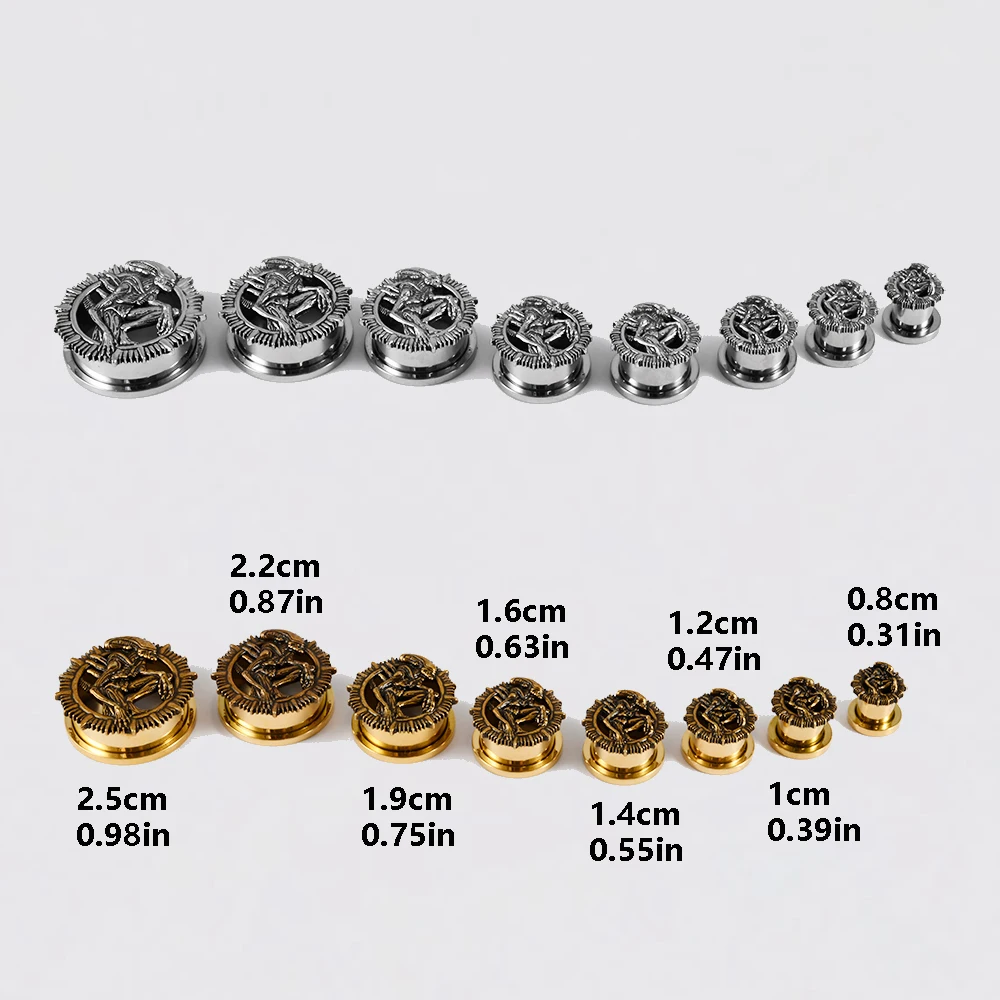 1/2PCS Stainless Steel Mutant Dog Ear Gauges Tunnel Punk Earrings Plugs Scew Fit On for Ear Expander Stretchers Piercing Jewelry