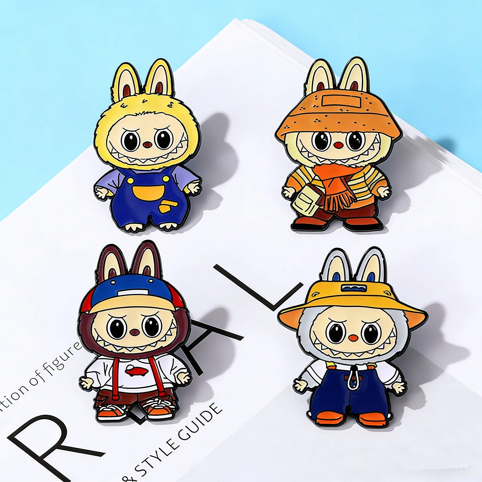 

4Pcs Cute Cartoon Rabbit Demon Monster Enamel Brooches Creative Bunny Doll Lapel Pins Badges Jewelry Gift For Kid Friend