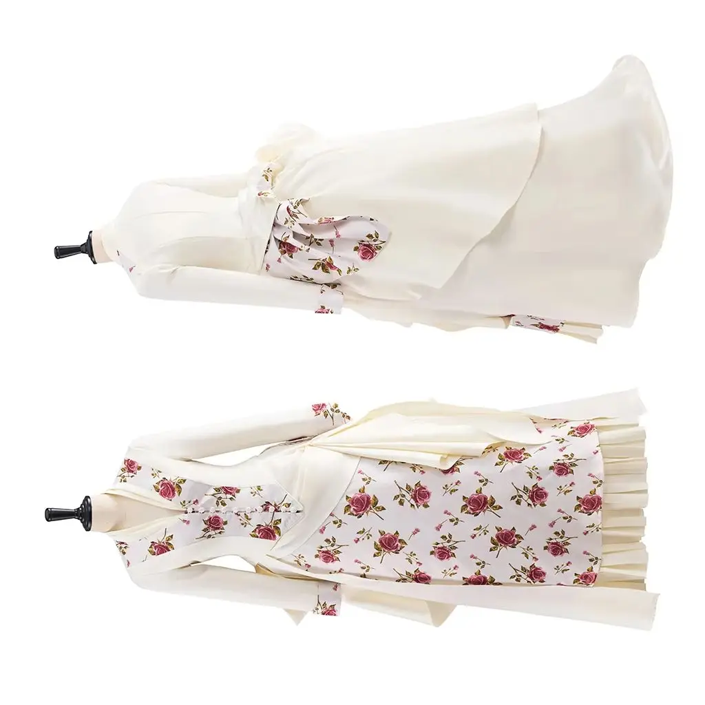 

Victorian Floral Rococo Bustle Dress Historical Duchess Afternoon Costume Royal Princess Tea Party Ball Gown Robe A La Francaise