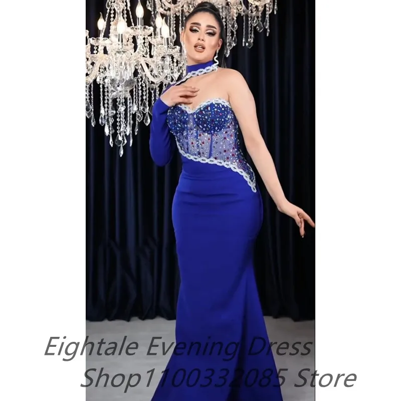 Customized Royal Blue Mermaid Prom Dress One SHoulder Evening Dress Beaded Women Formal Party Gown Robes De Soirée