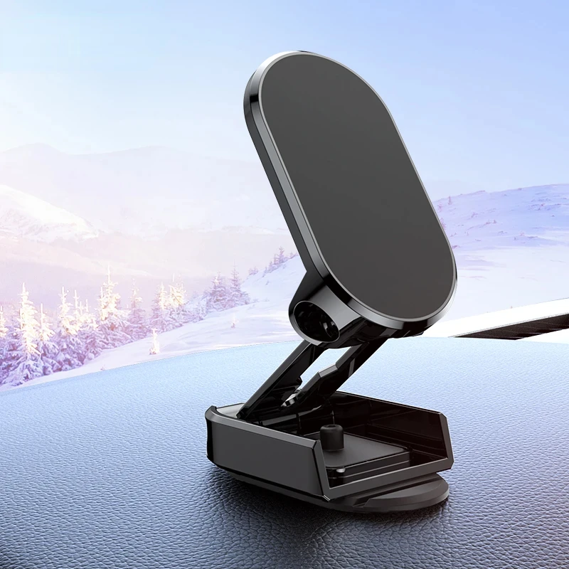 Magnetic Mobile Phone Holder For Car Metal Creative Car Folding Height Adjustable Positioning Rotating Auto Universal Holder