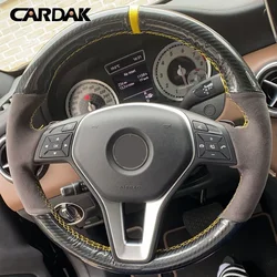 Suede Carbon Leather Steering Wheel Cover for Mercedes Benz W176 W246 C-Class W204 C117 C218 X218 W212 C207 A207 X156