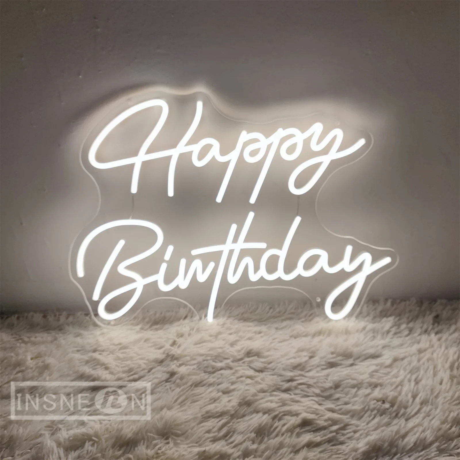 Happy Birthday Neon Sign LED, Room Decor, Bedroom Lamp, Birthday Party, Bar Club Wall Decoration, 12V Adapter