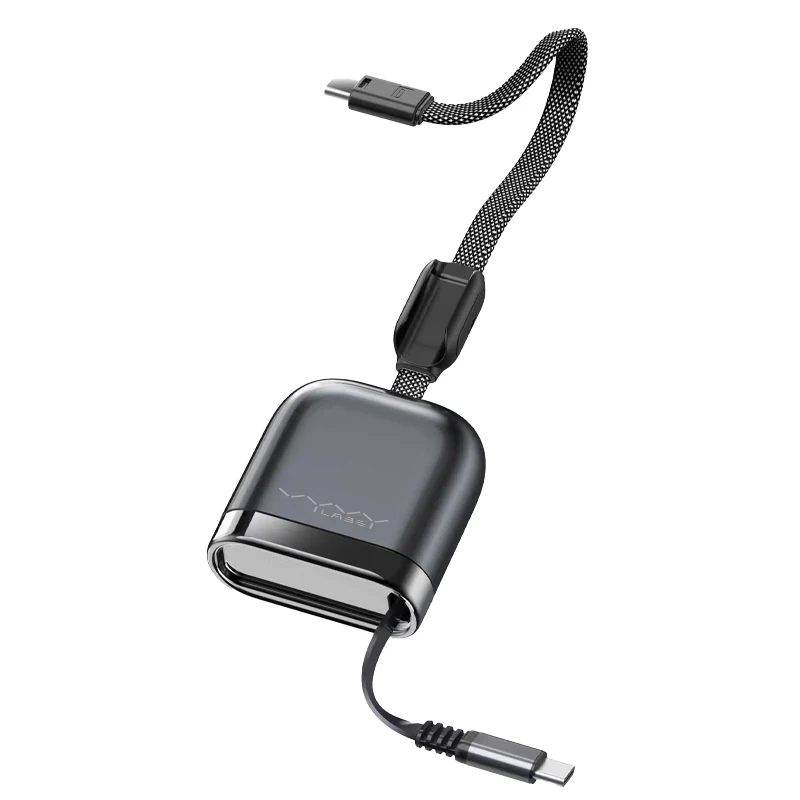 Vyvylabs 240W Einziehbares USB-C-Kabel mit Magnetischer Aufbewahrung, Schnellladekabel, 480Mbps Datenübertragung, Einstellbare Länge, Kompakter Typ-C