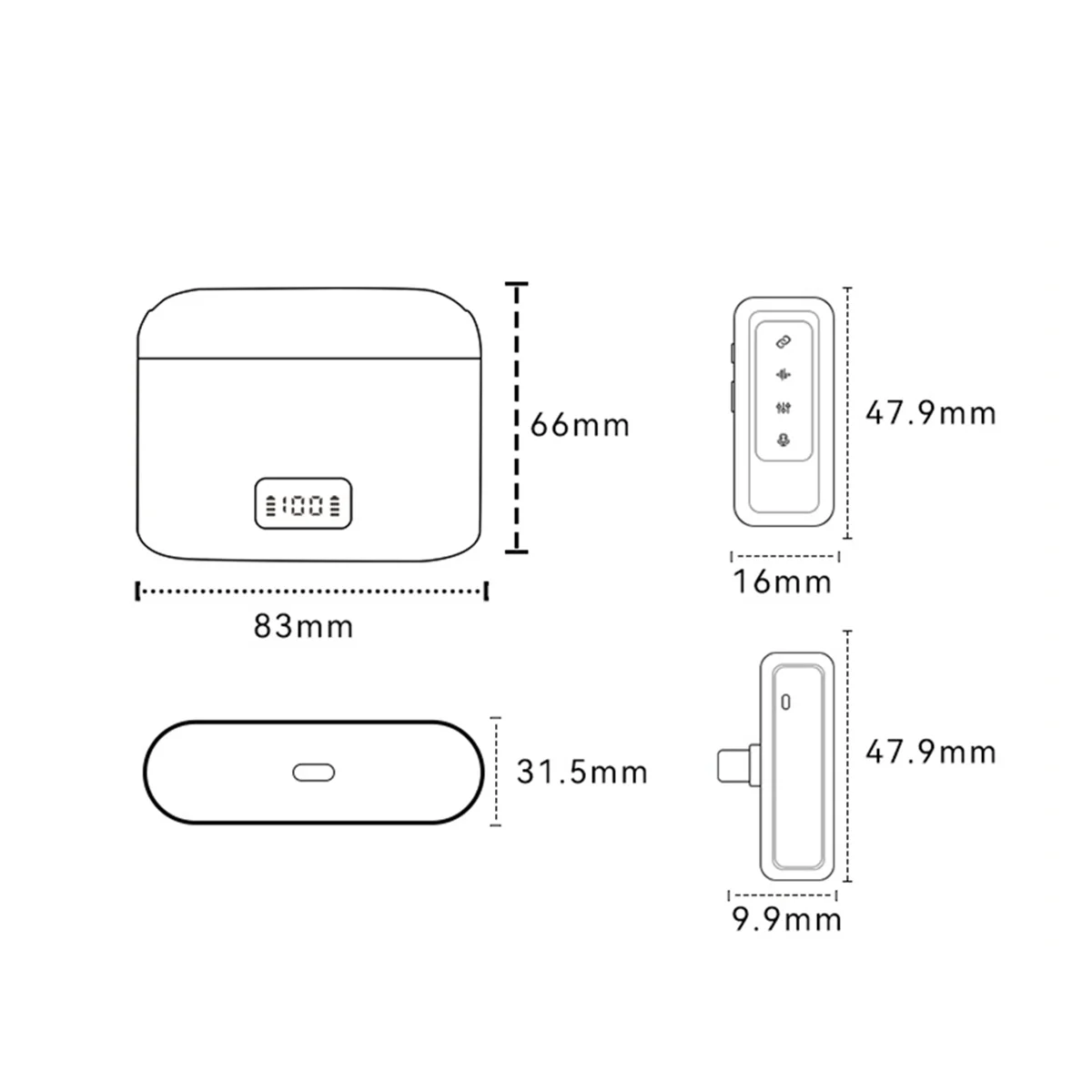 M8 Pro Wireless Lavalier Microphone with LCD Display Charging Box Noise Reduction Mic for Ios Android Live Streaming C