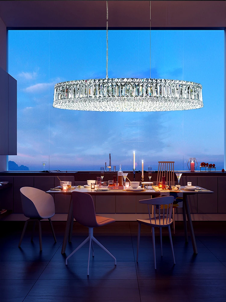 Luxury Crystal Long Ceiling Chandeliers LED Lighting Fixture Hanging Lamp Modern Designer Restaurant Decor Lustre Dining Room
