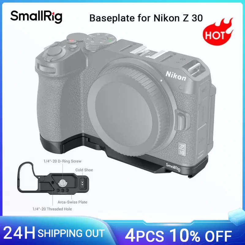 SmallRig Z 30 Baseplate for Nikon Z 30 Camera with Built-in Cold Shoe Mount and Quick Release Plate for Arca-Swiss -3857