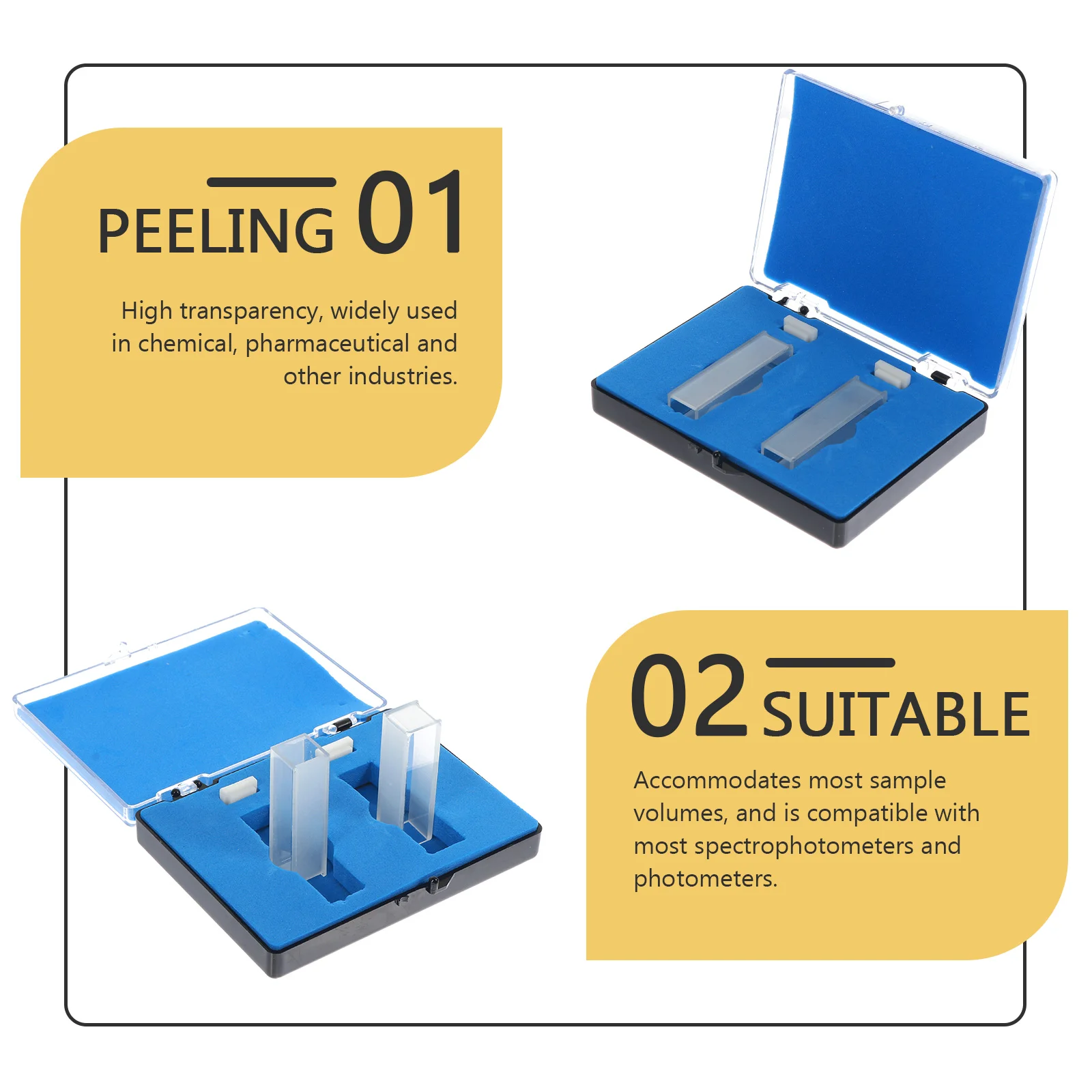 2pcs Quartze Sample Optical Comparative Analysis Cuvette Laboratory Cuvette