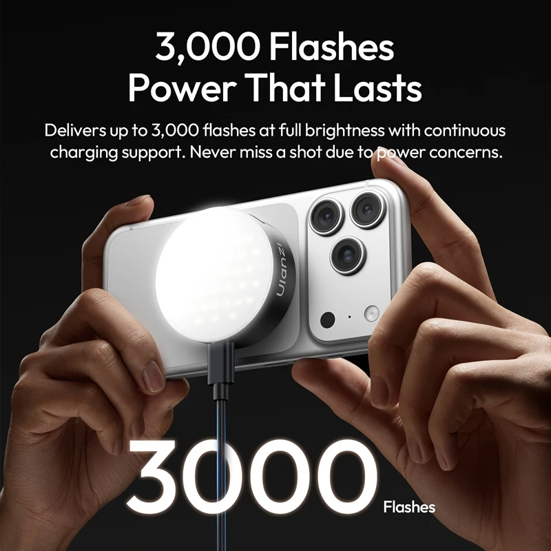 Ulanzi Mini Przenośna Magnetyczna Lampa Błyskowa do Telefonu, Światło Wypełniające do iPhone 17 16 15, Huawei, Xiaomi z Pierścieniem Magnetycznym — zdjęcie produktu 3