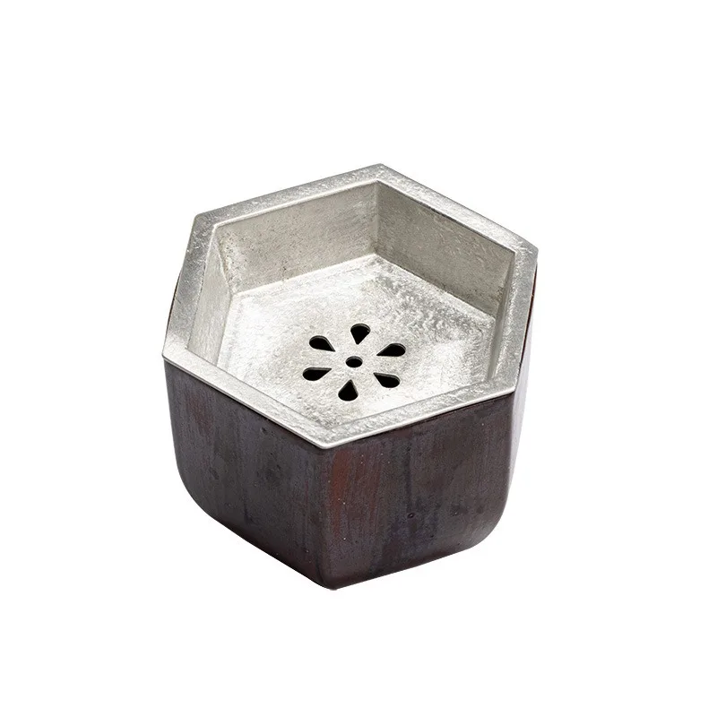 

Ceramic hexagonal Jianshui tea wash with tin cover, desktop Kung Fu tea set cup wash, water basin wash