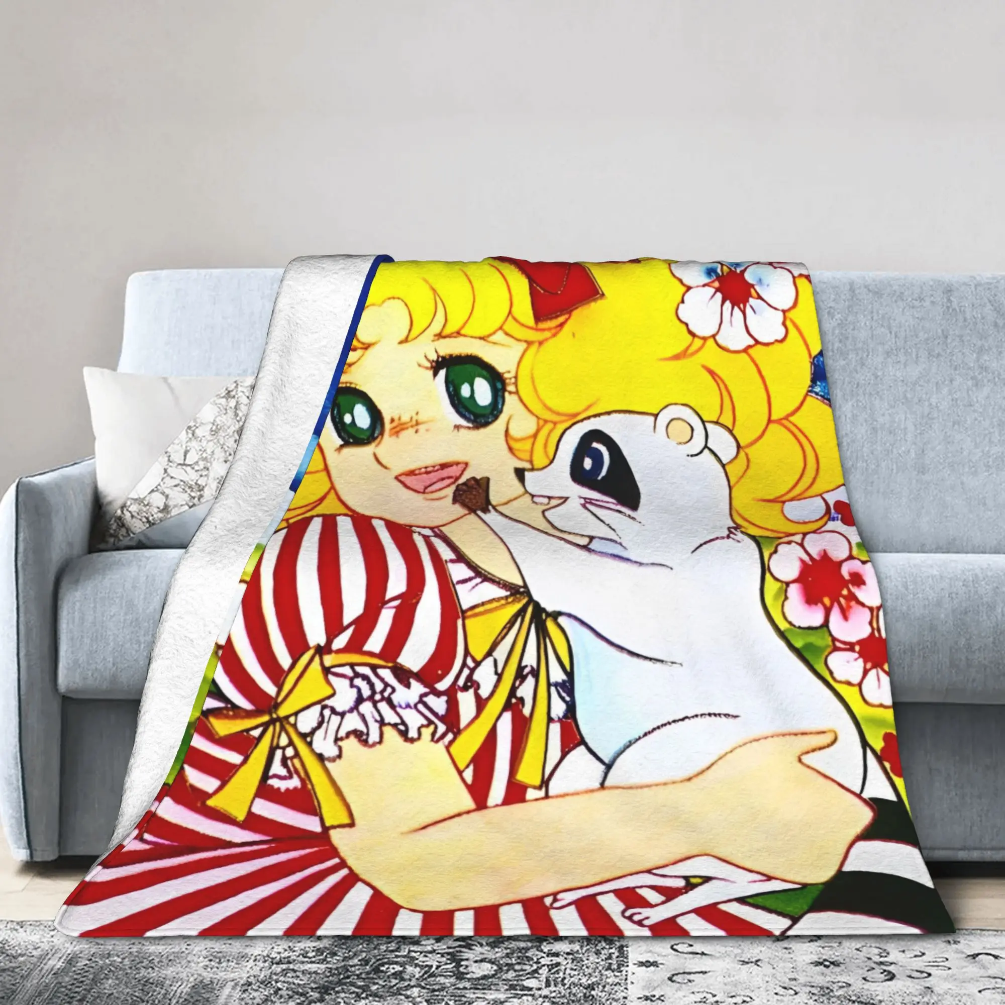 Candy Candy Kawaii Cartoon Blankets Anime Flannel Funny Warm Throw Blanket for Home Restaurant Textile Decor