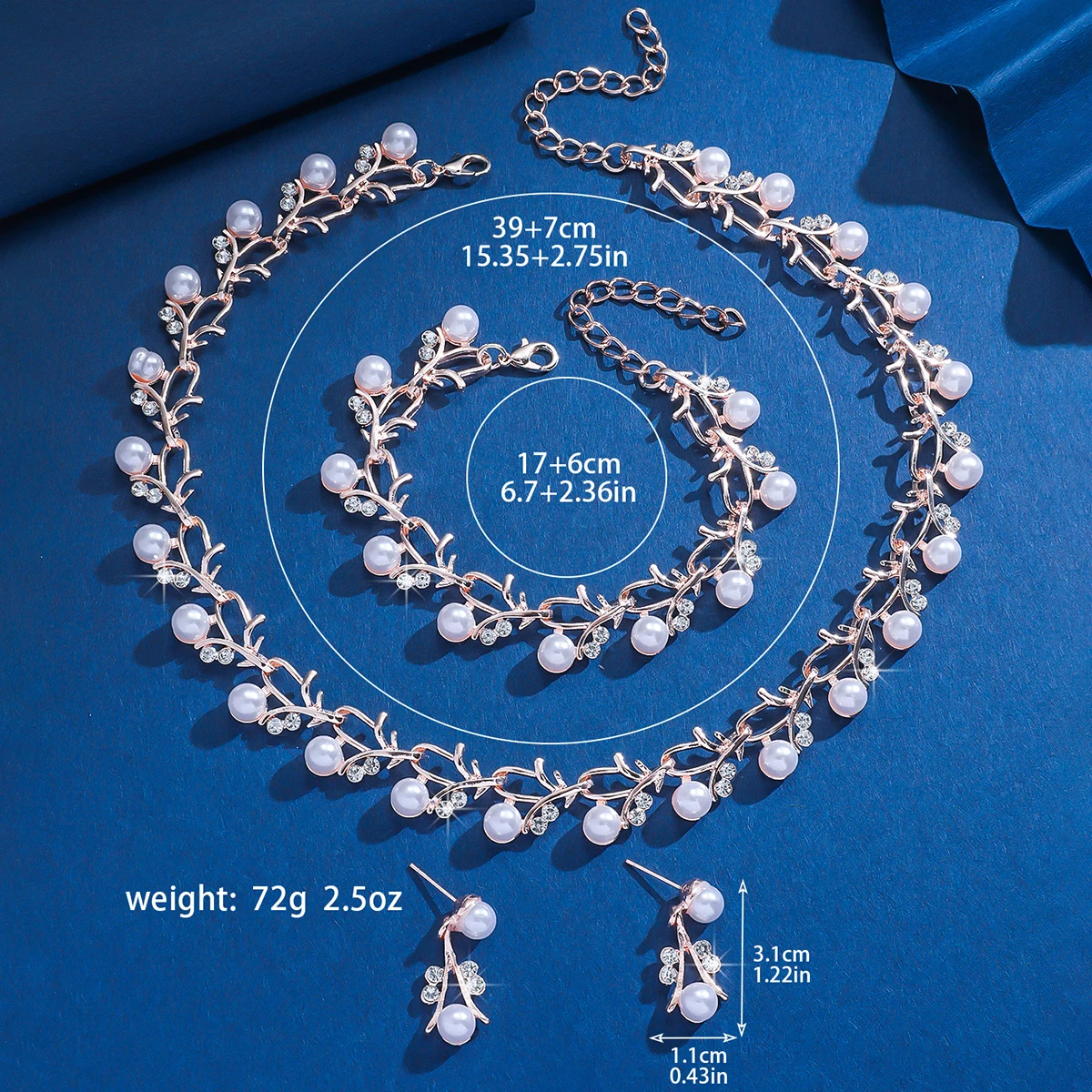 4PC Women\'s Fashion Imitation Pearl Necklace Earrings Bracelet Jewelry Set Suitable for Wedding, Party, Festival Gifts-9248