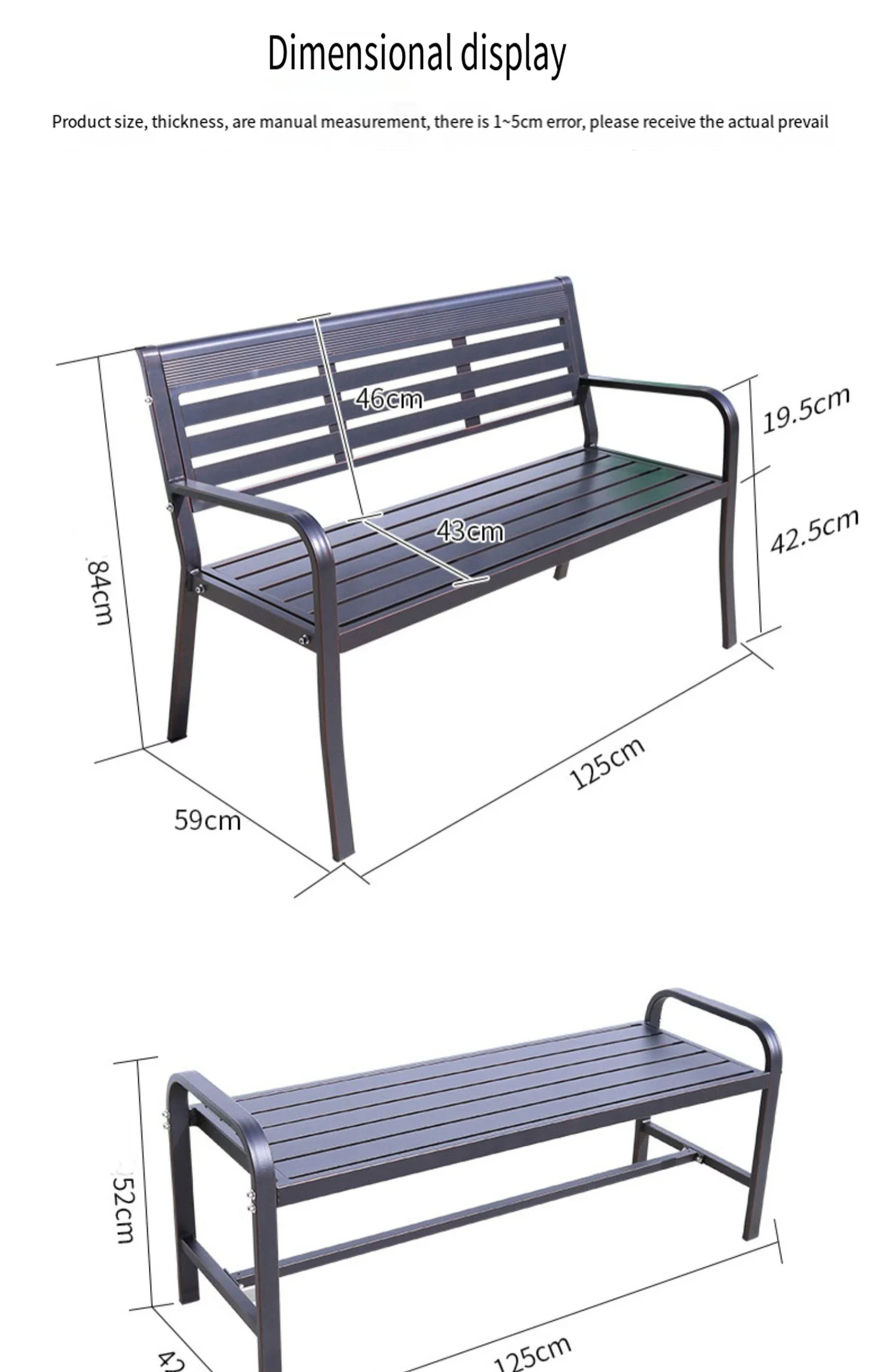 outdoor metal slats public park bench seating outside street bench chair out door garden patio slatted steel iron seat bench