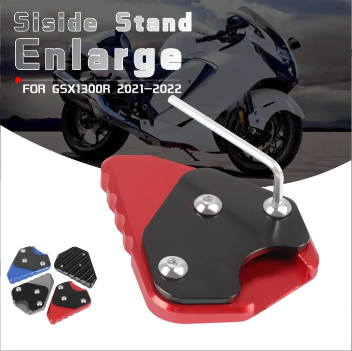 NEW Motorcycle CNC Kickstand Side Stand Enlarge Extension Foot Pad Support For SUZUKI HAYABUSA GSX1300R GSX-R 1300 2021-23