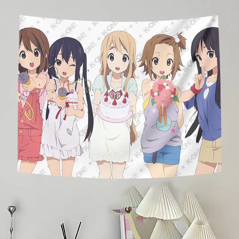 VIKAMA K On Anime Girls Tapestry Casual Daily Cartoon Character Wall Hanging Kawaii Anime Fans Bedroom Decor, Home Decor