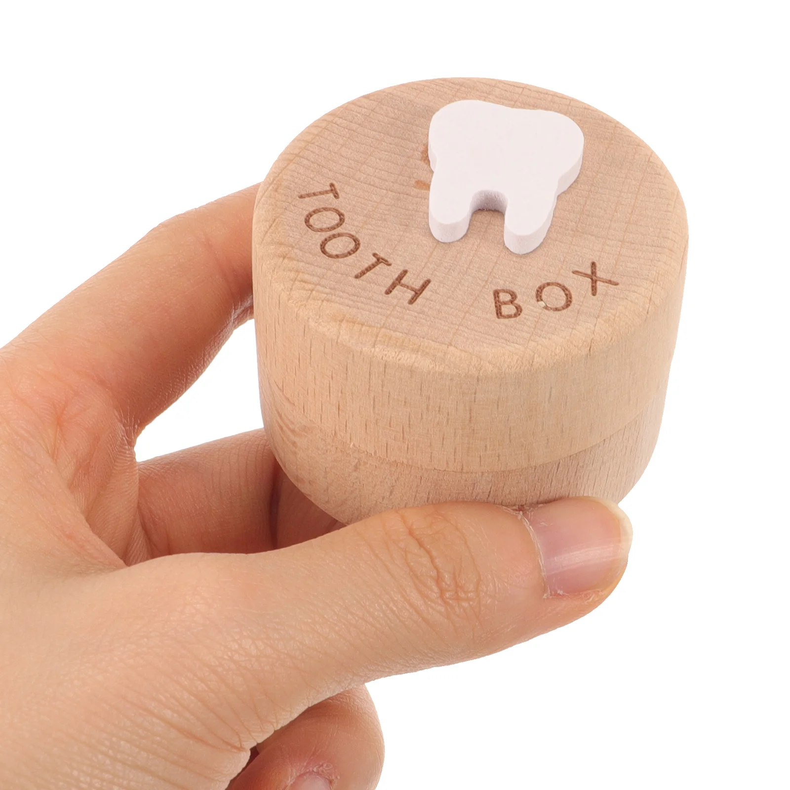 

Baby Tooth Collection Box Wood Cartoon Style Baby Teeth Holder with Cover Kids First Tooth Organizer Fetal Hair Keepsake Storage
