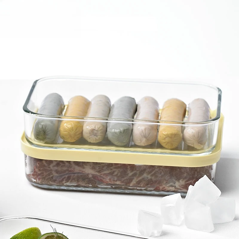 Cucina croccante in vetro, frigorifero