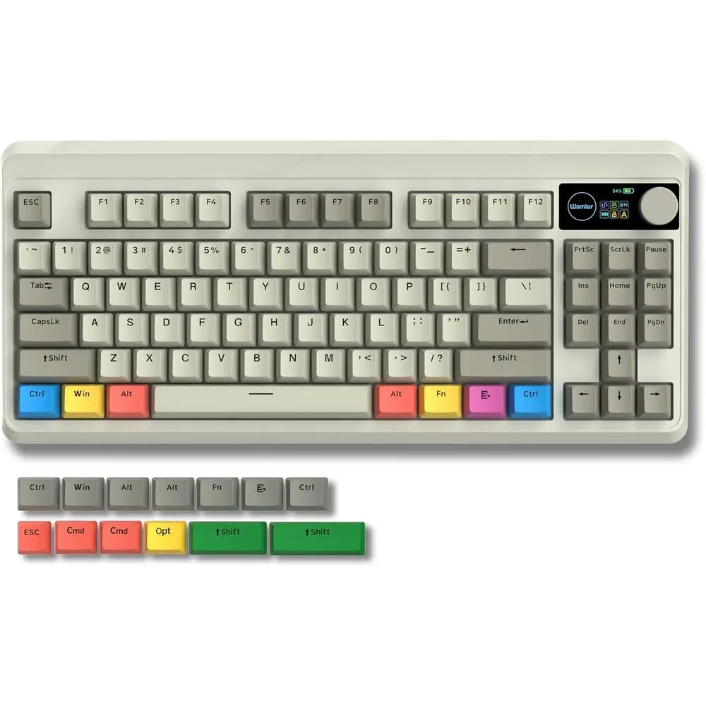 Compact 75% RGB Mechanical Gaming Keyboard with OLED Display & Knob, Bluetooth 5.1/2.4GHz/USB-C Wired, Hot-Swappable Switches, G