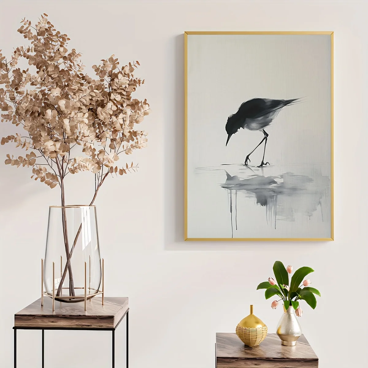1pc Frameless Modern Minimalist Bird Art Poster - Reusable Aerial Bird Flight Path Line Drawing - Neutral Tone Canvas Paintin