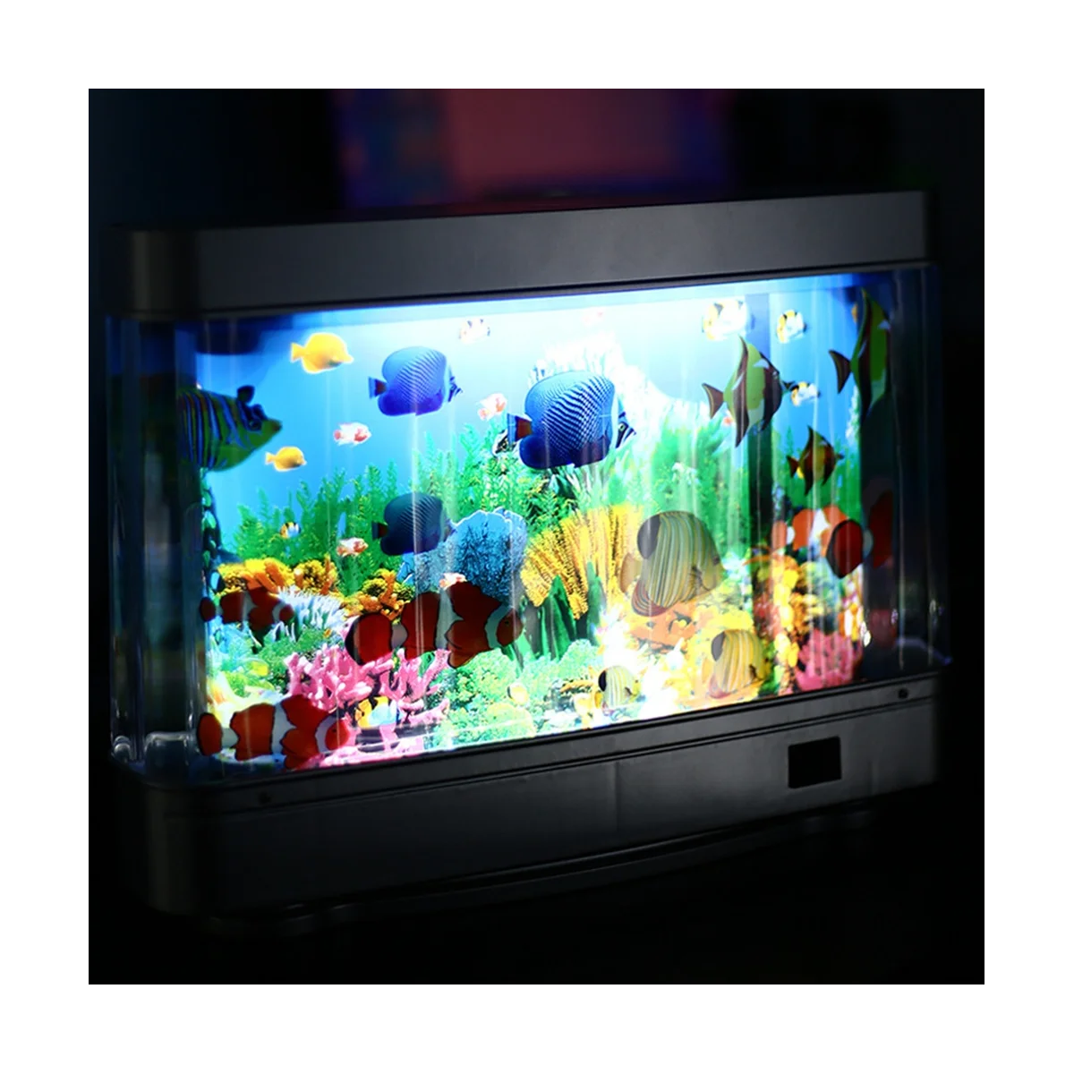 Led Fish Tank Lamp Dynamic Virtual Ocean Dolphin Artificial Tropical Landscape Night Light Cute Room Decoration EU Plug