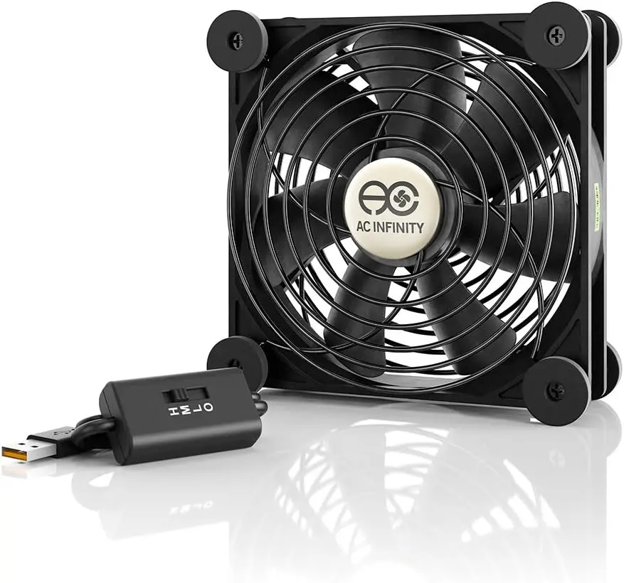 

Quiet 120mm USB Fan for Receiver DVR PlayStation Xbox Computer Cabinet Cooling with Speed Controller