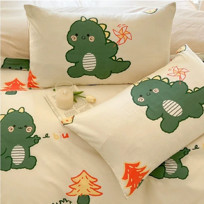 2-Pack Cartoon Style Pillowcases 48x74cm | Printed Rectangle Pillow Cover Set, Solid Color Cushion case, Cute Home Bedding Decor