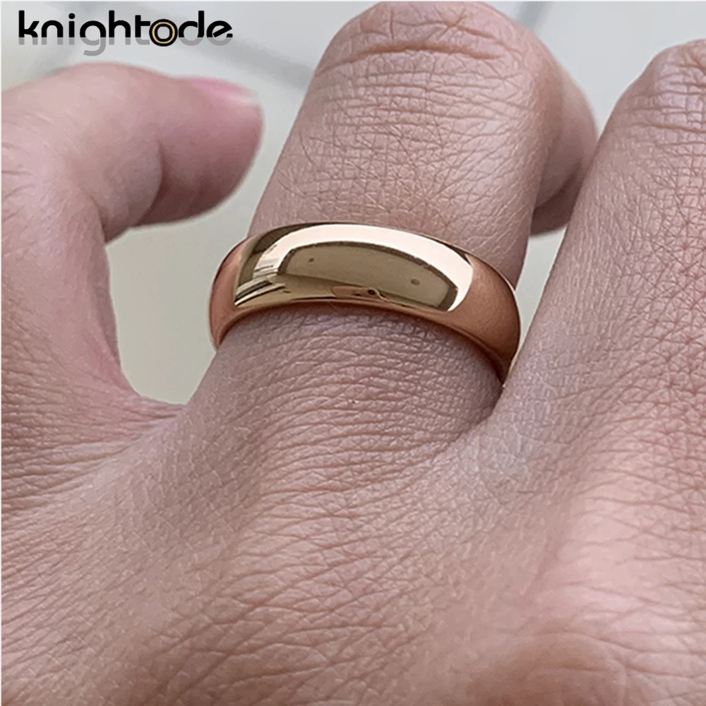 Classic Rose Gold Color Tungsten Wedding Ring For Women Men Carbide Engagement Band Dome Polished Finish Width 8mm 6mm