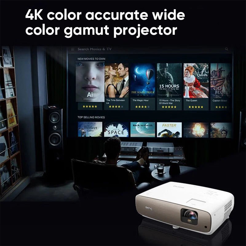 BenQ HT2715 Projector TI 4K DMD Chip 2200 ANSI Lumens 95% DCI‑P3 Color Gamut HDR+ 3D UHD Blu‑ray Support for Home Theater
