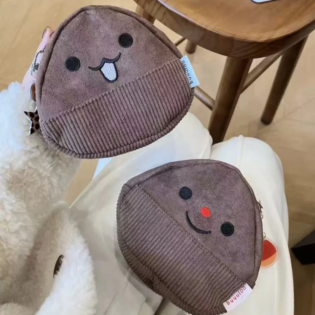 Brown large capacity makeup bag, portable miscellaneous key storage bag, skincare and toiletries bag, cute coin purse