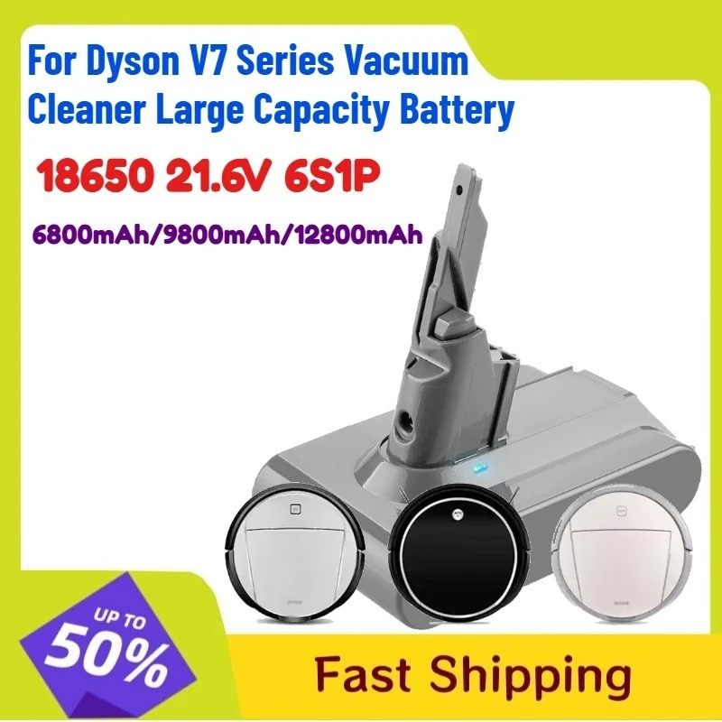 18650 12800mAh 21.6V 6S1P Handheld Lithium Battery for Dyson V7 Series Vacuum Cleaner Large Capacity Rechargeable Battery
