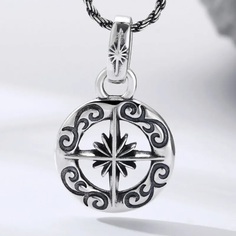 Imagem -04 - Sterling Silver Vintage Starry Leme Pendant Presente Elegante para Homens e Mulheres Novo Bocai-s925