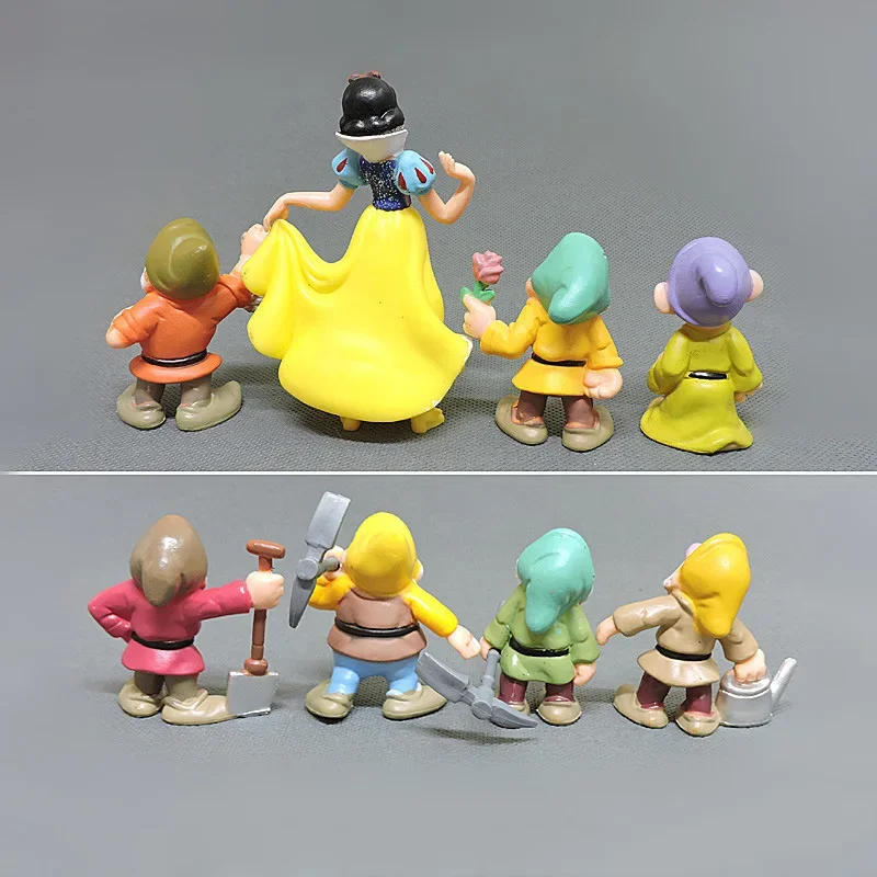 Figurines d'action de dessin animé Disney, princesse Blanche-Neige, les sept nains, poupées modèles, gâteau, décoration de mariage, cadeau d'anniversaire pour enfants