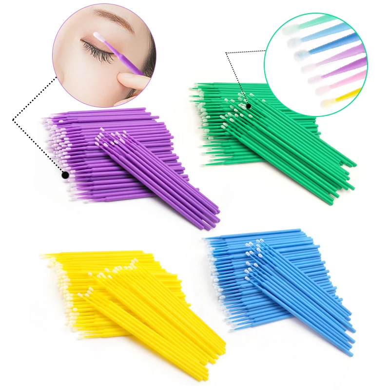 5/100 pièces Mascara baguettes Extension propre cils coton-tige jetable applicateur bâtons Micro brosse professionnel outil de cils