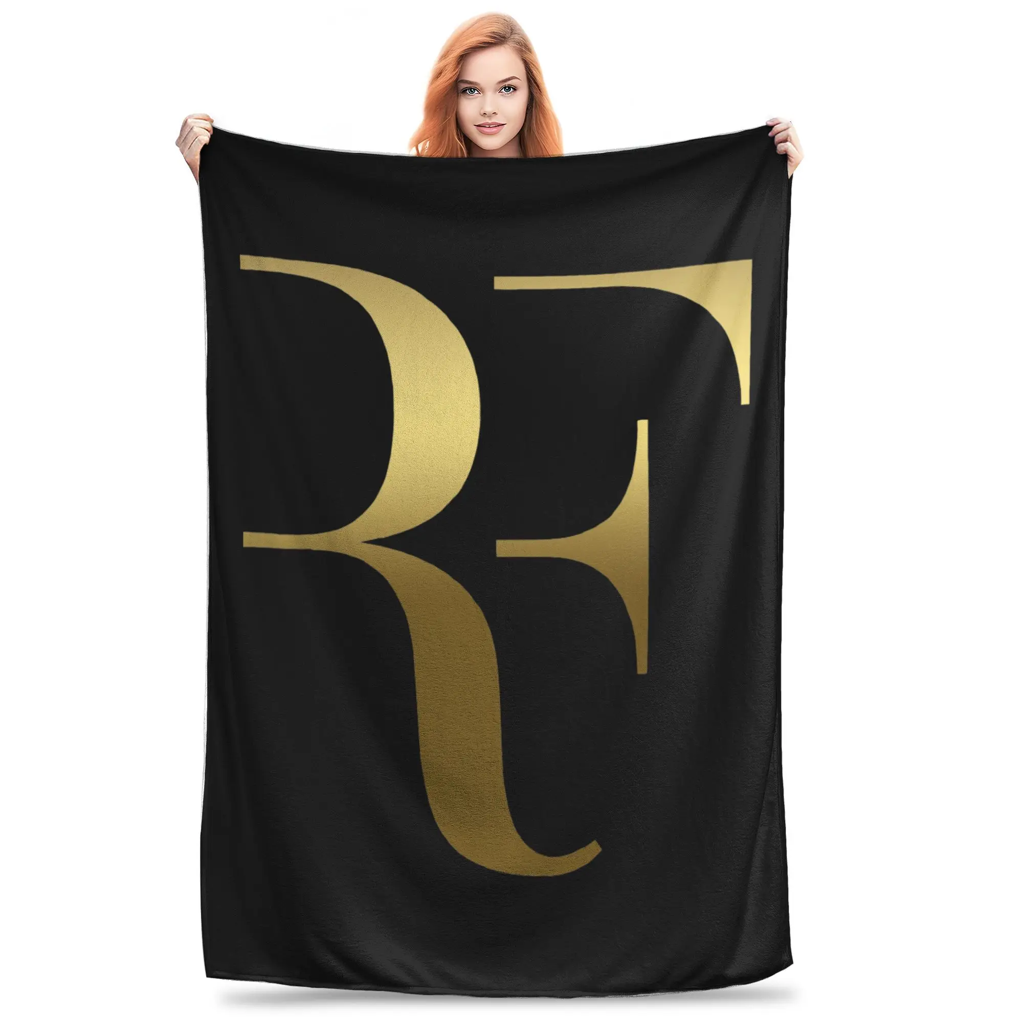 RF Roger Federer Throw Blanket for Couch Tennis Lover Soft Fuzzy Plush Blanket Multi-size Bedspread for All Seasons