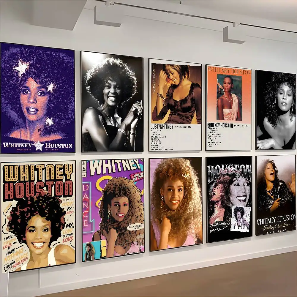 ملصق W-Whitney هيوستن عالي الدقة على الحائط اللاصق المقاوم للماء لغرفة المعيشة المنزلية وغرفة النوم والديكور الجمالي