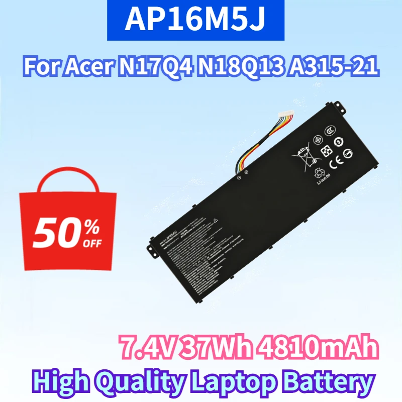 Newest AP16M5J 7.4V 37Wh 4810mAh Rechargeable Battery for Acer N17Q4 N18Q13 A315-21 A315-51 ES1 A114 High Quality Laptop Battery