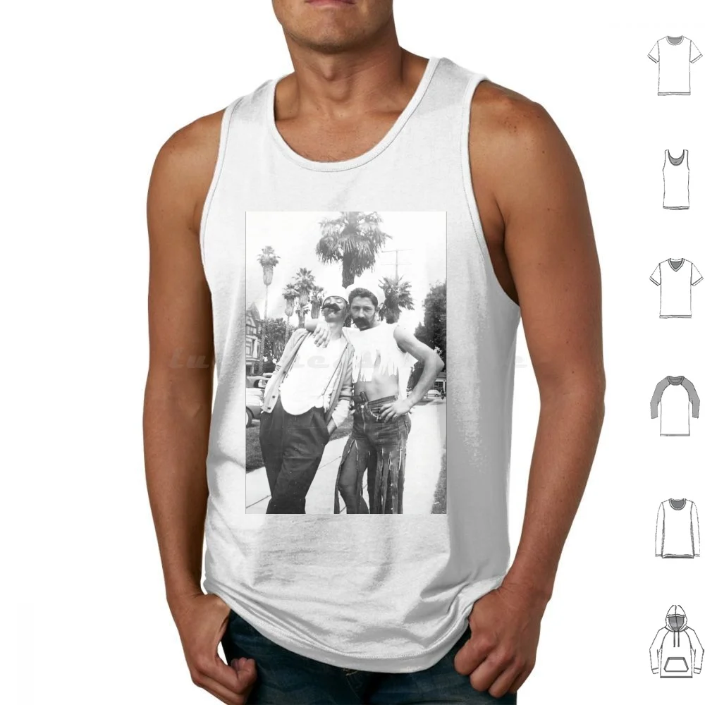 Two Man In Costume Hugging Each Other Tank Tops Vest Sleeveless Torso Muscle Man Bodybuilder Sexy Guy Muscular Abs Athlete