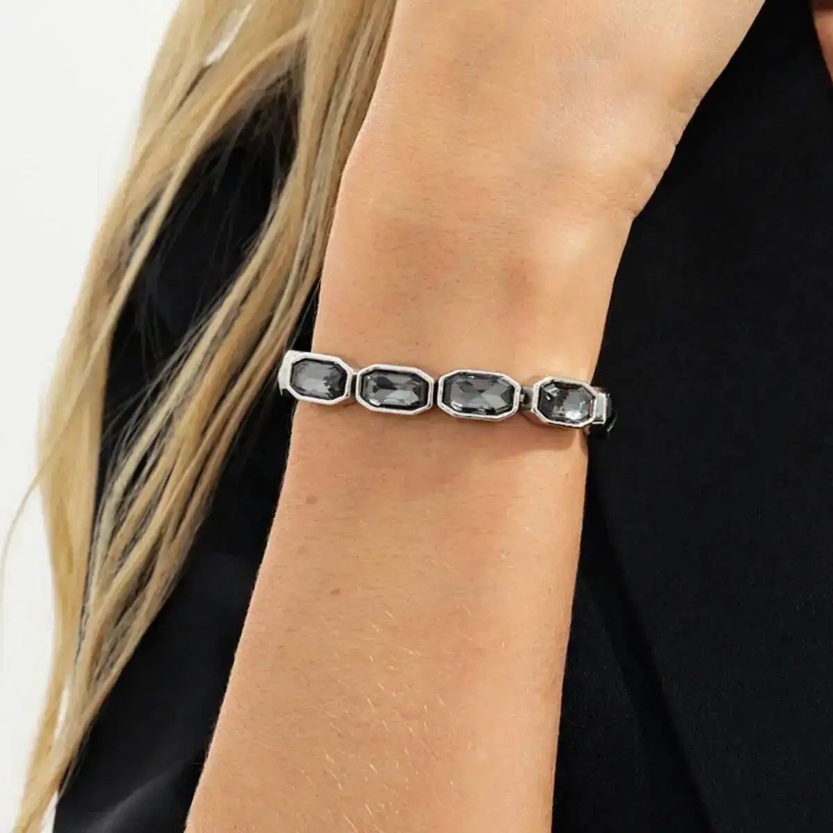 SHIXIN New Trendy Shiny Acrylic Rhinestone Elastic Bracelets for Women Elegant Geometry Cuff Bangles Party Jewelry Ladies Gift