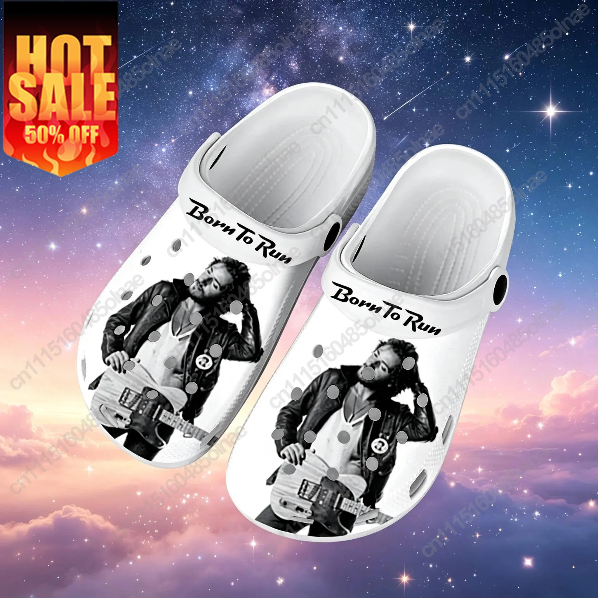 Born To Run Custom Clogs, Retro Motivational Print, Lightweight Slip On Sandals, Unisex Breathable Outdoor Beach Casual Shoes