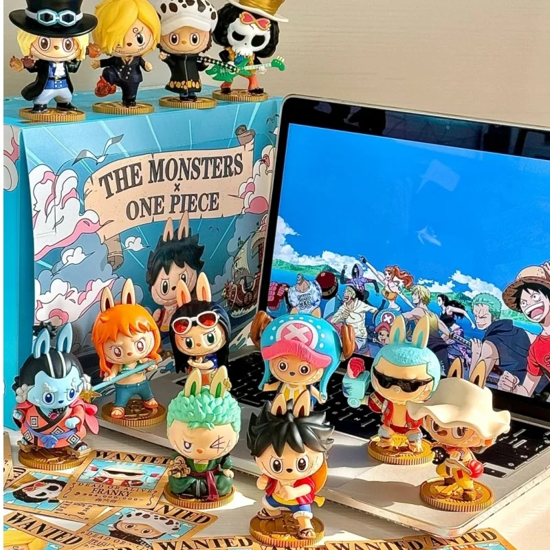 Nowe oryginalne jednoczęściowe pudełko z niespodzianką Monkey D. Luffy Tony Tony Chopper Labubu figurki ozdoby zabawki dla dzieci prezenty świąteczne