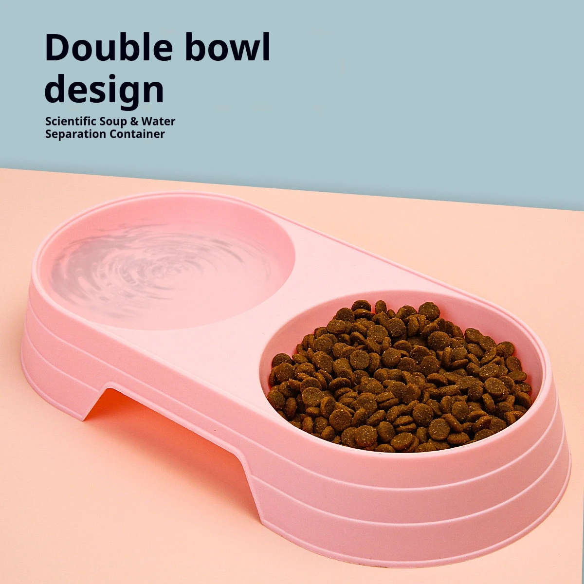 1/3PCS Random Colors  Pet Double Bowl Non‑Slip Cat Dog Food Water Feeder Portable Pet Feeding Dish Household Pet Supply