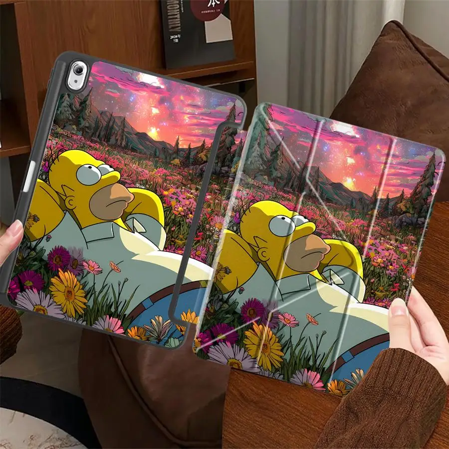 The S-Simpsons Cartoon Art With Pen Slot Cover Tablet Case For Samsung For Galaxy Tab S10 S10+ S9+ A8 2022 S7 FE S8 A11 Plus S7+