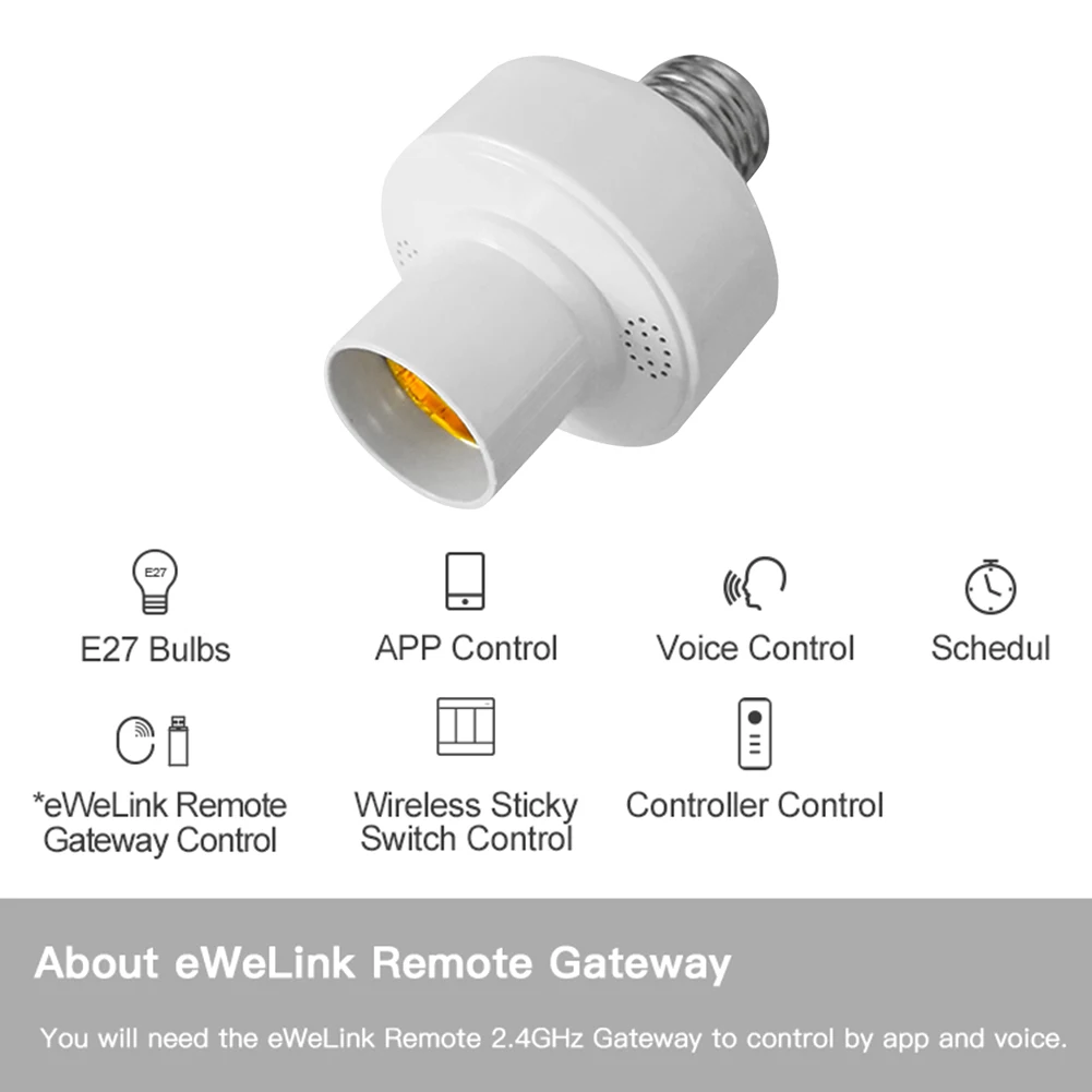 Gniazdo inteligentna żarówka E27 inteligentna żarówka uchwyt żarówki obsługuje aplikacja eWeLink sterowanie inteligentne życie podświetlana podstawa
