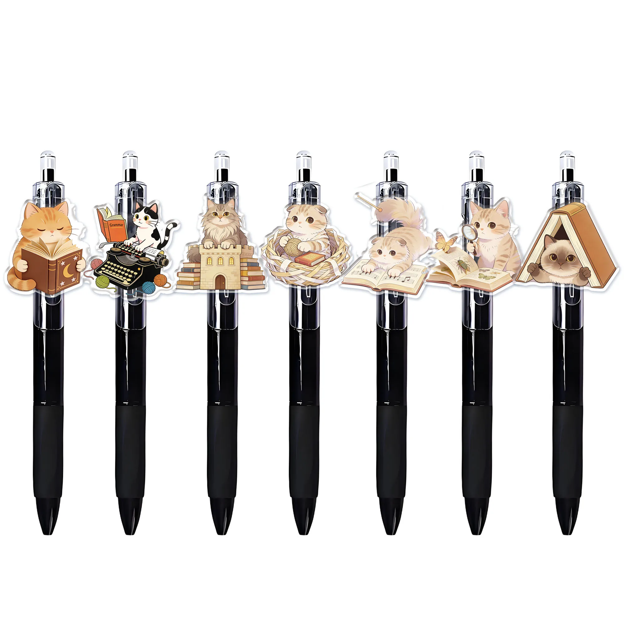

10pcs Lazy Cat Daily Reading Theme Press ballpoint pen to knit yarn Cute Cat Creative Pen Cat Slave Exclusive Stationery Set