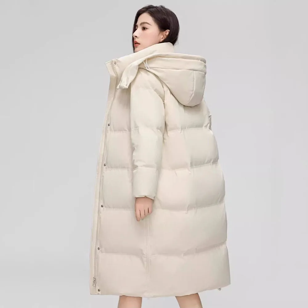 Duck Down Jacket Women's Winter Coat 2024 Temperament Long High-end Fashion Hooded Warm Duck Down Coat Women Tide.